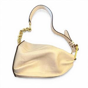 Louvre Elegant Cream Leather Shoulder Bag